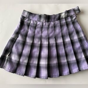 Plaid Pleated Purple Skirt